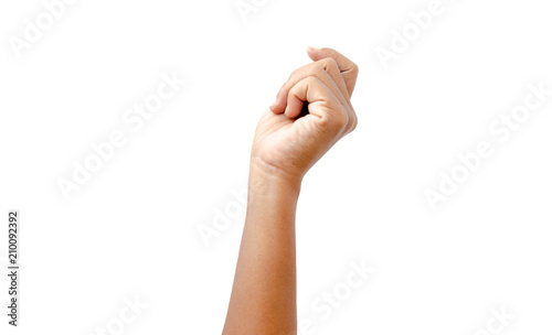 Hand on white background.