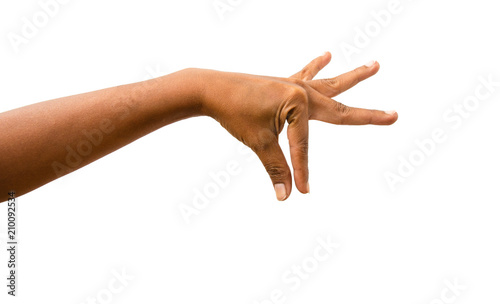Hand on white background.