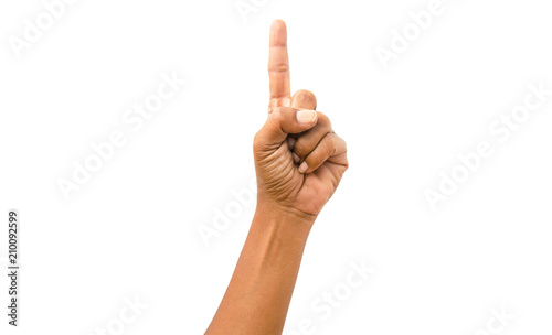 Hand on white background.