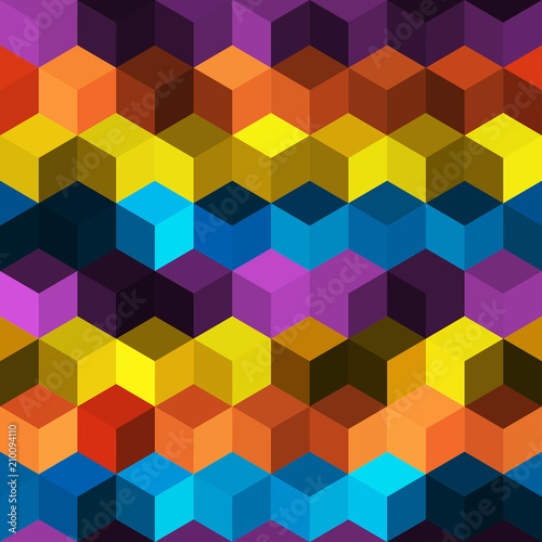 Hexagon grid seamless vector background. Minimal polygons six corners geometric design. Trendy colors hexagon cells pattern for banner or cover. Honeycomb shapes mosaic backdrop.