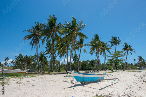 Rustic Fishing Boats and Coconut Tree Grove on Filipino Beach