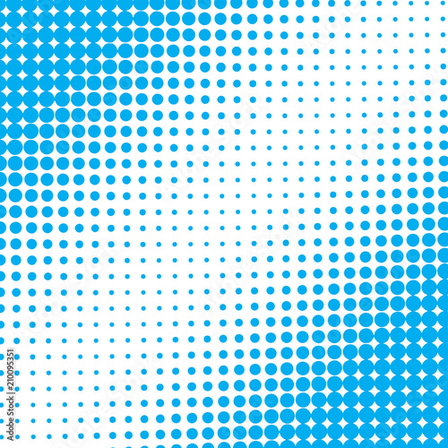 Halftone dots. blue dots on white background