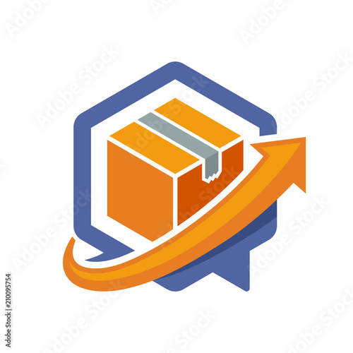 icon illustration with the concept of directional communication media, about packaged goods information.