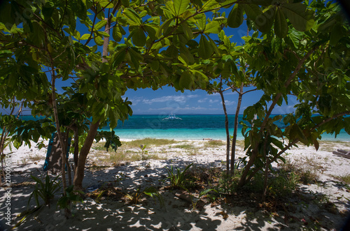 Paradise Beach View Framed By Natural Green Foliage - Bohol  Philippines