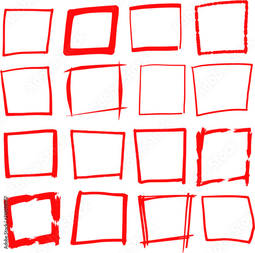 Red Hand-drawn rectangle set