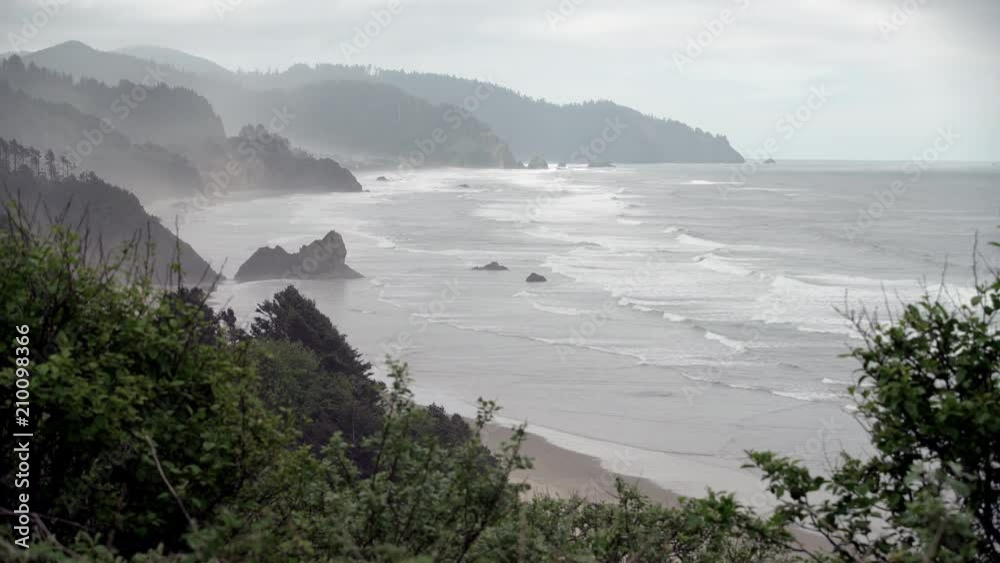 Oregon Coast View 4K. UHD. A view of the Oregon Coast just south of Cannon Beach. 4K UHD. Stock