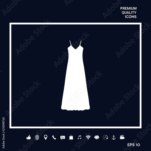 Long Dress, Evening dress, combination or nightie , the silhouette. Menu item in the web design