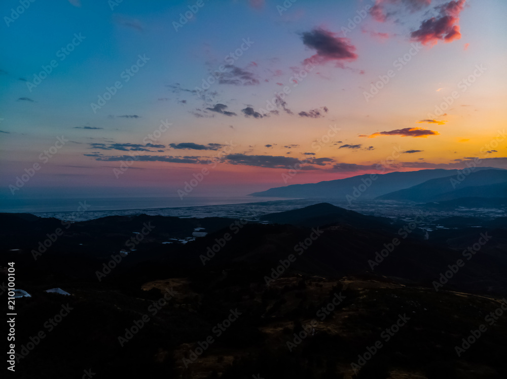 Beautiful landscape in the sunset time cuptured by drone