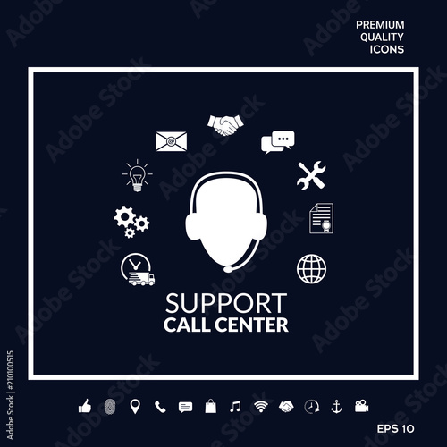 Technical support operator flat icon.