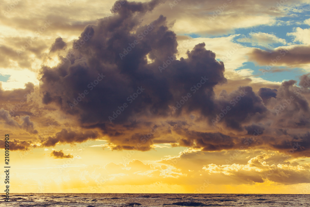 Beatiful sunset with clouds over the Baltic sea