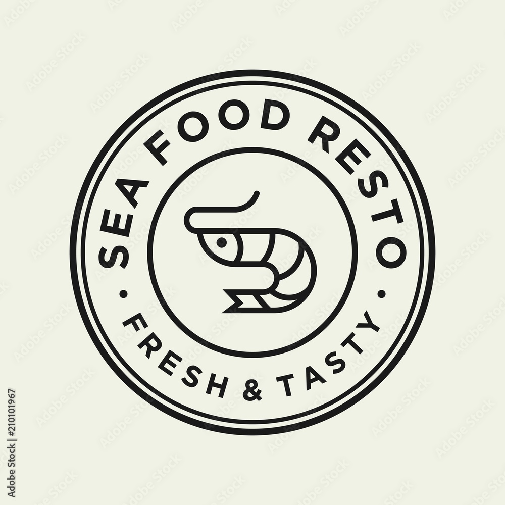 Seafood shrimp for restaurant line logo design. Vector icon illustration modern simple line logo
Seafood shrimp for restaurant line logo design. Vector icon illustration modern simple line logo