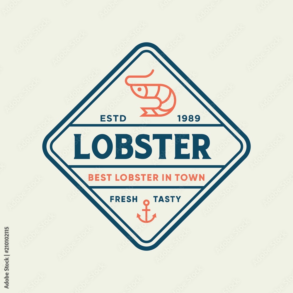 Seafood shrimp for restaurant line logo design. Vector icon illustration modern simple line logo
Seafood shrimp for restaurant line logo design. Vector icon illustration modern simple line logo