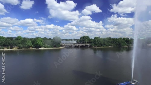 Aerial view of the inner alster and outer alster lake in Hamburg with Lombardsbruecke photo