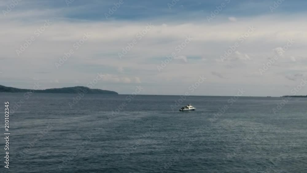 Speed Boat On The Sea From Aerial Shot Speed Boat On The Sea From Aerial Shot
