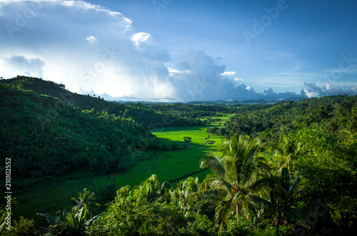 Tropical Green Valley and Rice Field on a Sunny Day - Leyte, Philippines photo