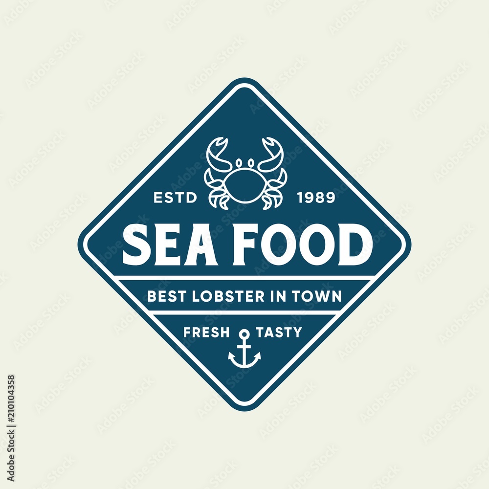 Seafood crab for restaurant line logo design. Vector icon illustration modern simple line logo
