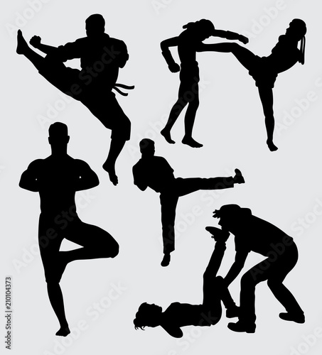 Martial art extreme sport silhouette