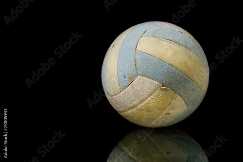 Isolated of Old Volleyball on Black Background