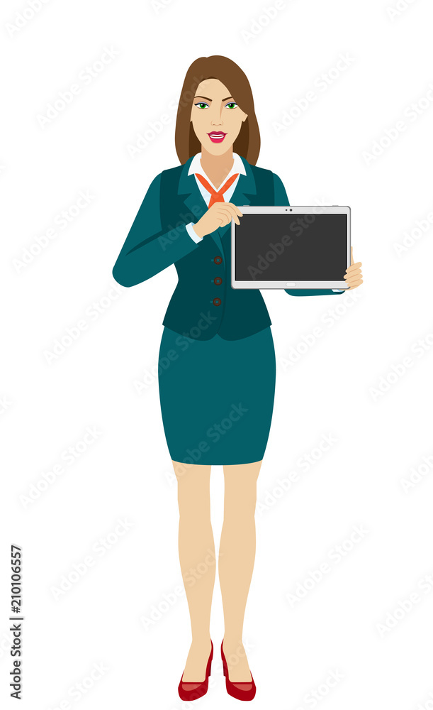 Businesswoman showing blank digital tablet PC Businesswoman showing blank digital tablet PC