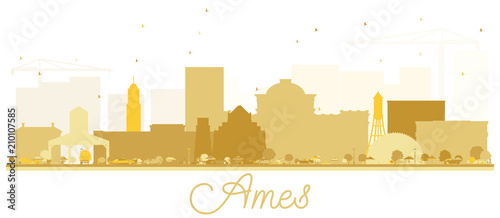 Ames Iowa skyline Golden silhouette.