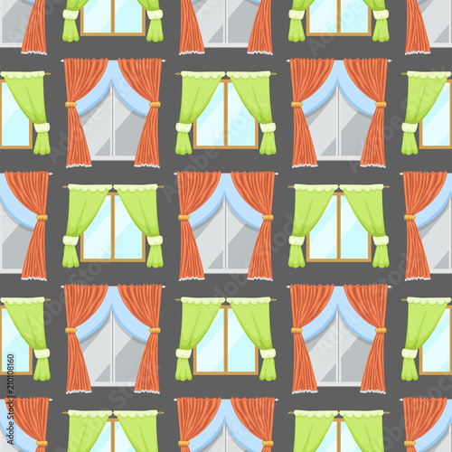 Window curtains seamless pattern background room blinds jalousie for house or creative home interior vector illustration.