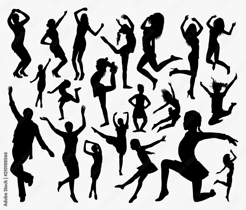 Fototapeta premium People action silhouette. Good use for symbol, logo, web icon, mascot, sticker, or any design you want.