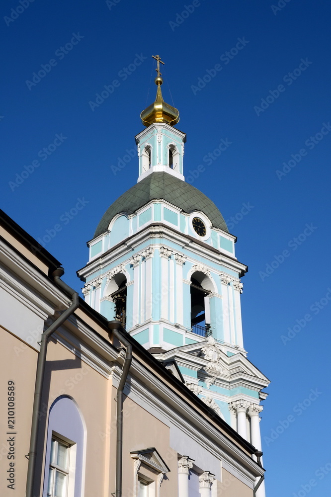 The bell tower of the Church of the Trinity in Silversmiths in Moscow.