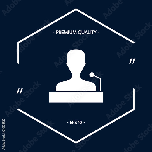 Speaker, orator speaking from tribune icon