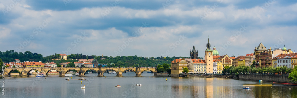 Charles Bridge and Vlata River in Prague, Czech Republic