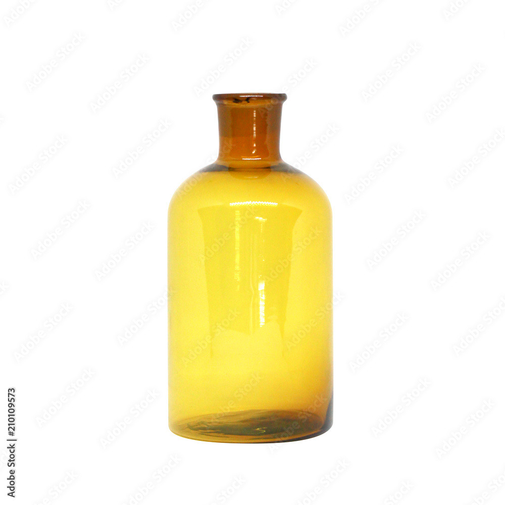 Short Bottle brown glass isolated on white background with clipping path. Short Bottle brown glass isolated on white background with clipping path.
