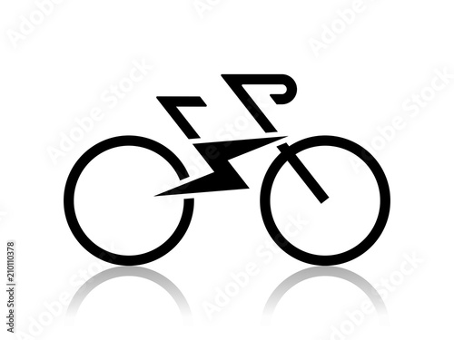Electric sport bike bycicle e-bike icon with flash sign Modern ecological way of transportation and healthy lifestyle sign isolated on white background