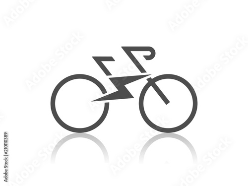 Electric sport bike bycicle e-bike icon with flash sign Modern ecological way of transportation and healthy lifestyle sign isolated on white background