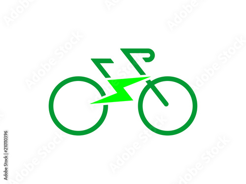 Electric sport bike bycicle e-bike icon with flash sign Modern ecological way of transportation and healthy lifestyle sign isolated on white background