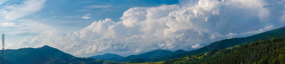 Landscape panorama of the Carpathian Mountains
