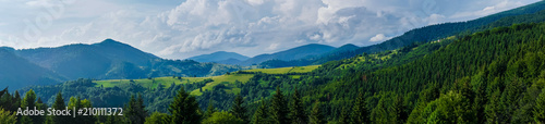 Landscape panorama of the Carpathian Mountains