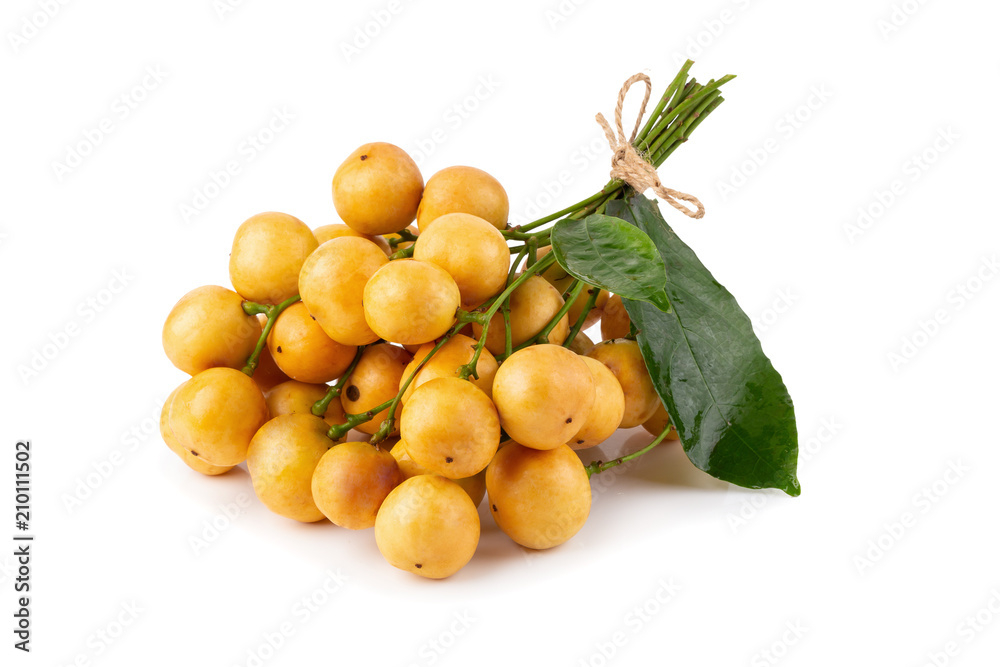 Rambeh tropical fruit with leaf isolated on white background Rambeh tropical fruit with leaf isolated on white background
