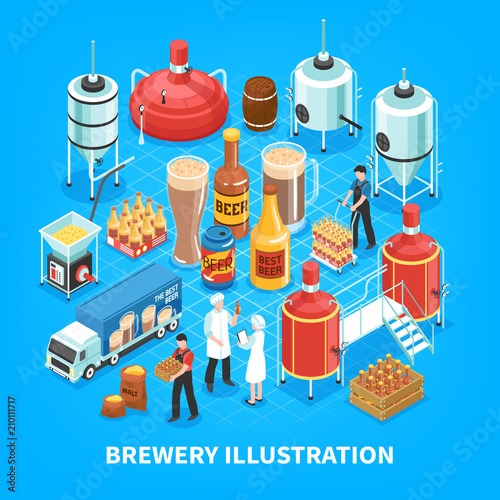 Brewery Isometric Composition