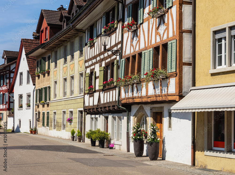 Buildings of the historic part of the town of Bremgarten. Bremgarten is a municipality in the Swiss canton of Aargau, its medieval old town is listed as a heritage site of national significance.