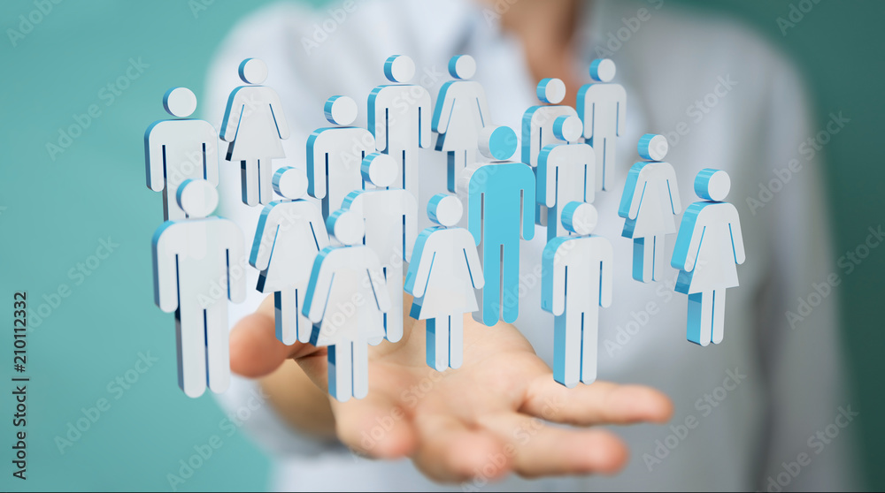 Businesswoman holding group of people 3D rendering Businesswoman holding group of people 3D rendering