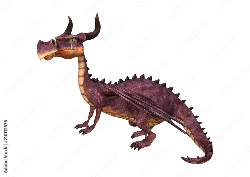 3D Rendering Fantasy Dragon on White 3D Rendering Fantasy Dragon on White