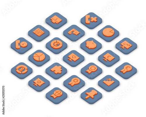 3D isometric icons of business isolated on a background.