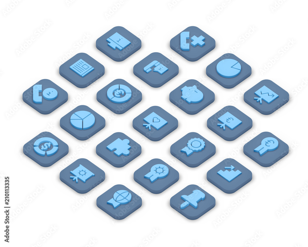 3D isometric icons of business isolated on a background. 3D isometric icons of business isolated on a background.
