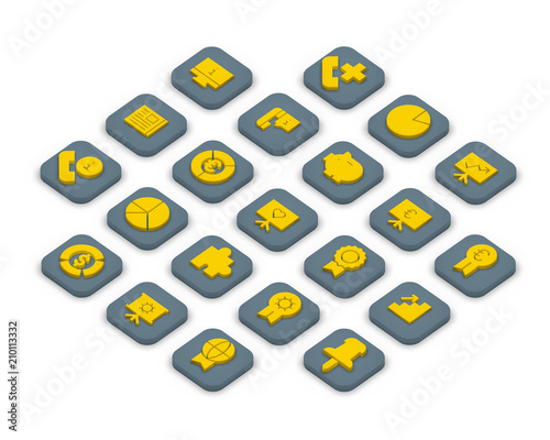 3D isometric icons of business isolated on a background.