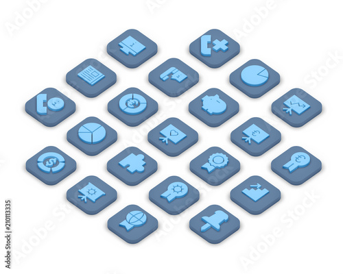 3D isometric icons of business isolated on a background.