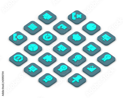 3D isometric icons of business isolated on a background.