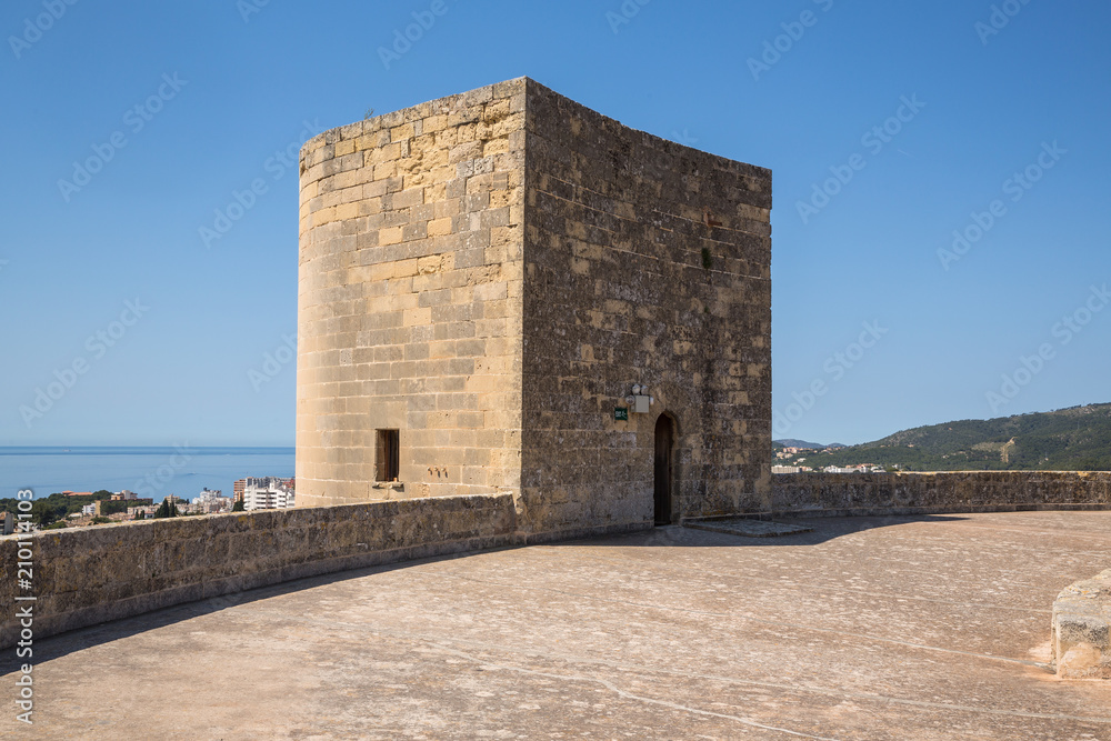 Old fortified castle high above Palma in Majorca