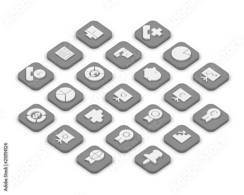 3D isometric icons of business isolated on a background.