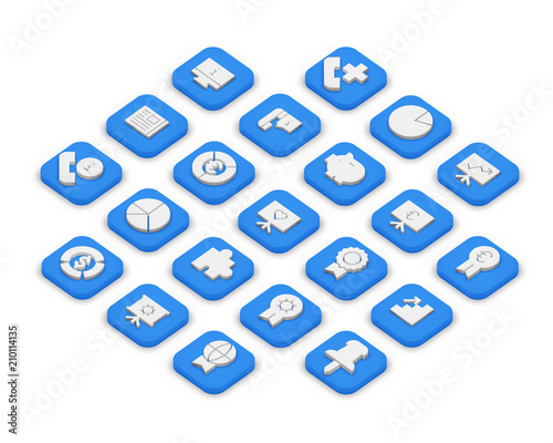 3D isometric icons of business isolated on a background.