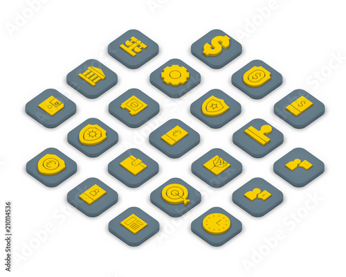 3D isometric icons of planning isolated on a background.
