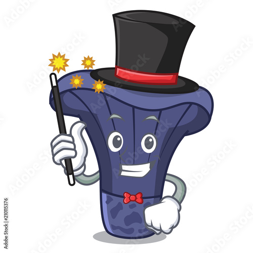 Magician actarius indigo mushroom mascot cartoon